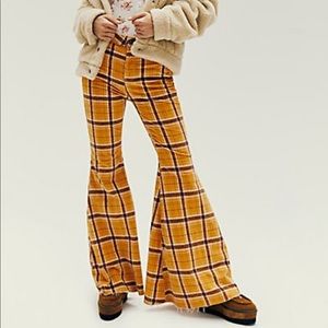 Free people corduroy plaid flares